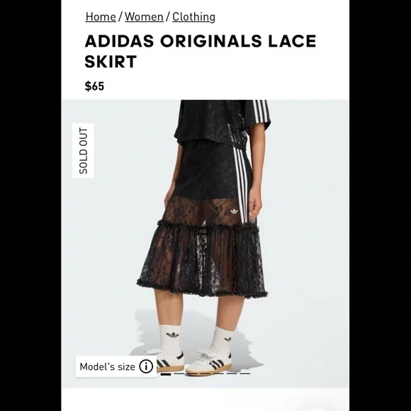 Adidas Originals Lace Black Maxi Skirt - Picture 8 of 8